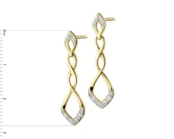 Kolczyki z żółtego złota z diamentami - 0,05 ct - próba 375