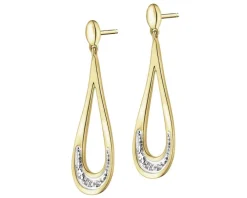 Kolczyki z żółtego złota z diamentami - 0,01 ct - próba 375