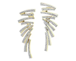 Kolczyki z żółtego złota z diamentami - 0,41 ct - próba 585