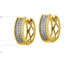 Kolczyki z żółtego złota z diamentami - koła - 0,14 ct - próba 585