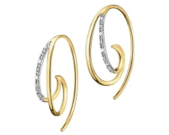 Kolczyki z żółtego złota z diamentami - 0,02 ct - próba 375