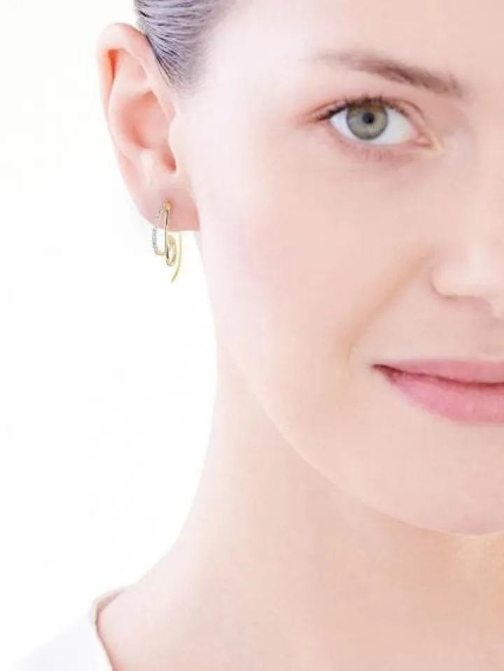 Kolczyki z żółtego złota z diamentami - 0,02 ct - próba 375