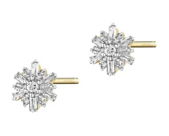 Kolczyki z żółtego złota z diamentami - 0,15 ct - próba 585