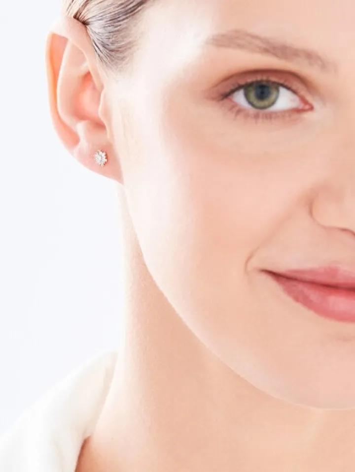 Kolczyki z żółtego złota z diamentami - 0,15 ct - próba 585