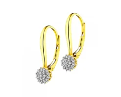 Kolczyki z żółtego złota z diamentami - drzewka - 0,07 ct - próba 585