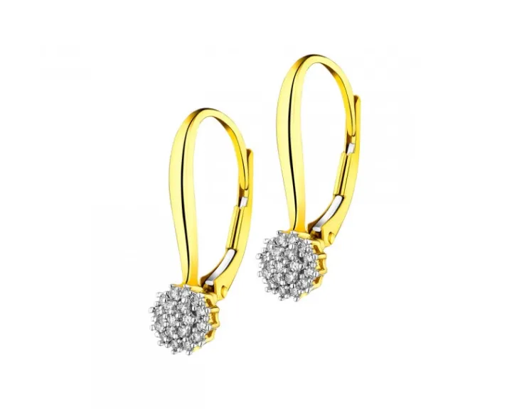 Kolczyki z żółtego złota z diamentami - 0,12 ct - próba 585