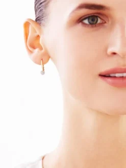 Kolczyki z żółtego złota z diamentami - drzewka - 0,07 ct - próba 585