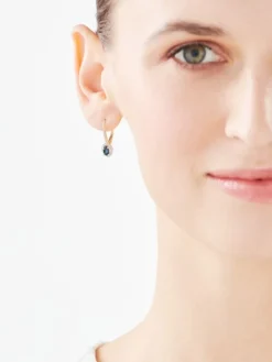 Kolczyki z żółtego złota z diamentami i szafirami - próba 585