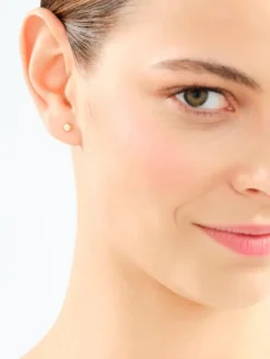 Kolczyki z żółtego złota z diamentami - 0,006 ct - próba 375