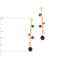 Kolczyki z żółtego złota z diamentami i agatami - próba 375