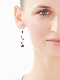 Kolczyki z żółtego złota z diamentami i agatami - próba 375