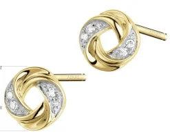 Kolczyki z żółtego złota z diamentami - 0,05 ct - próba 375