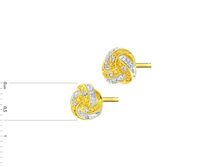 Kolczyki z żółtego złota z diamentami - 0,04 ct - próba 375