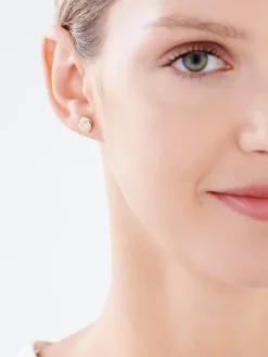 Kolczyki z żółtego złota z diamentami - 0,04 ct - próba 375