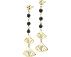 Kolczyki z żółtego złota z diamentami i szafirami - próba 375