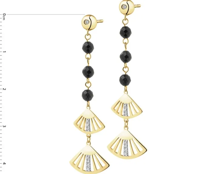 Kolczyki z żółtego złota z diamentami i szafirami - próba 375