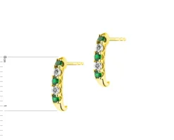Kolczyki z żółtego złota z diamentami i szmaragdami - próba 375