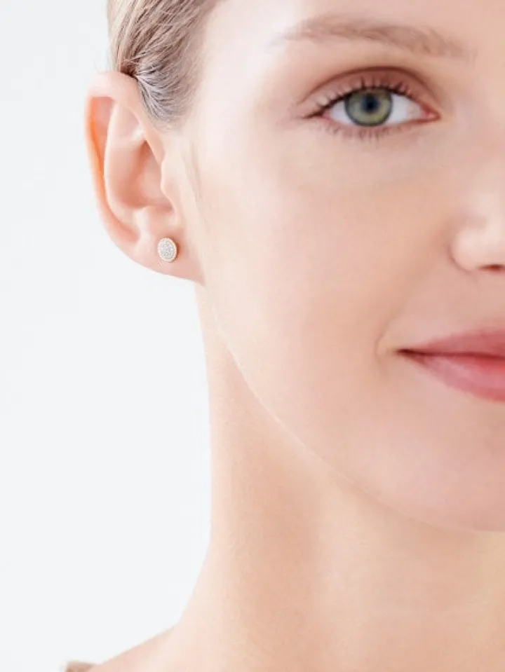 Kolczyki z żółtego złota z diamentami - 0,10 ct - próba 585