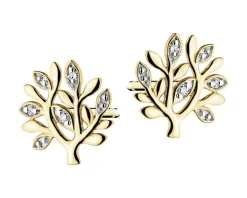 Kolczyki z żółtego złota z diamentami i perłami - próba 585