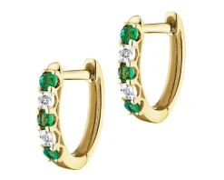 Kolczyki z żółtego złota z diamentami i rubinami - próba 375