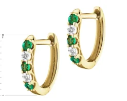 Kolczyki z żółtego złota z diamentami i rubinami - próba 375