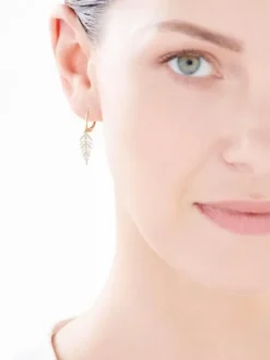 Kolczyki z żółtego złota z diamentami - 0,03 ct - próba 375