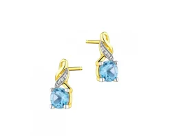 Kolczyki z żółtego złota z diamentami i topazami - próba 585