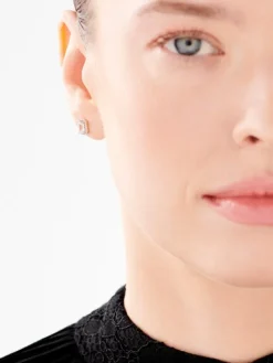 Kolczyki z żółtego złota z diamentami i topazami białymi - próba 585