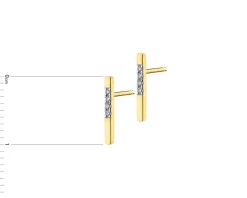 Kolczyki z żółtego złota z diamentami - 0,02 ct - próba 375