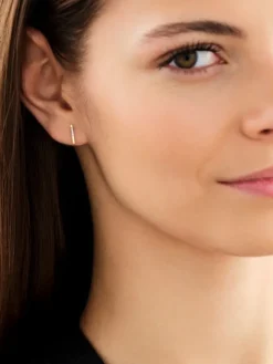 Kolczyki z żółtego złota z diamentami - 0,02 ct - próba 375