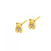 Kolczyki z żółtego złota z diamentami - misie - 0,006 ct - próba 375