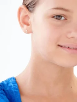 Kolczyki z żółtego złota z diamentami - misie - 0,006 ct - próba 375