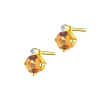 Kolczyki z żółtego złota z diamentami i cytrynami - próba 585