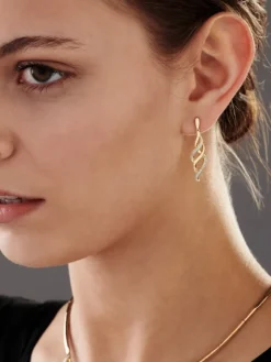 Kolczyki z żółtego złota z diamentami - 0,13 ct - próba 585