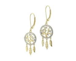 Kolczyki z żółtego złota z diamentami i topazami - próba 375