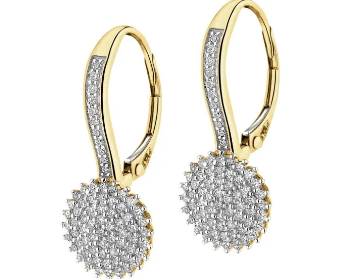 Kolczyki z żółtego złota z diamentami - 0,39 ct - próba 585