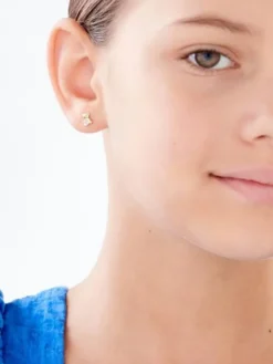 Kolczyki z żółtego złota z diamentami - misie - 0,004 ct - próba 585