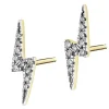 Kolczyki z żółtego złota z diamentami - pioruny - 0,06 ct - próba 375