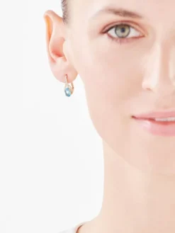 Kolczyki z żółtego złota z diamentami i topazami - próba 375