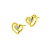 Kolczyki z żółtego złota z diamentami - serca - 0,01 ct - próba 375