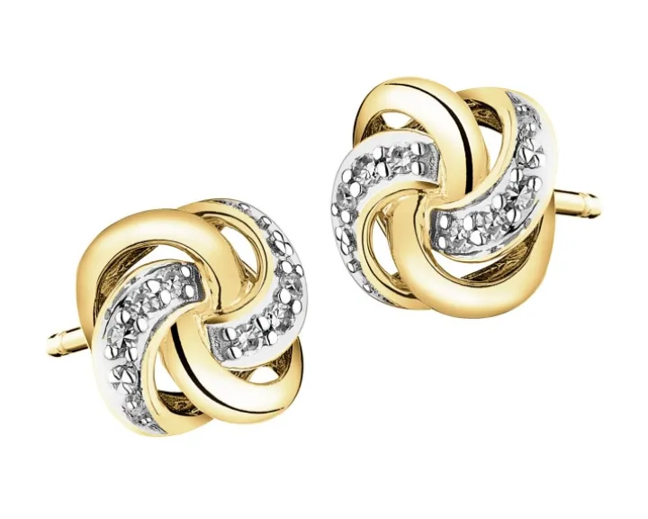 Kolczyki z żółtego złota z diamentami - 0,06 ct - próba 585