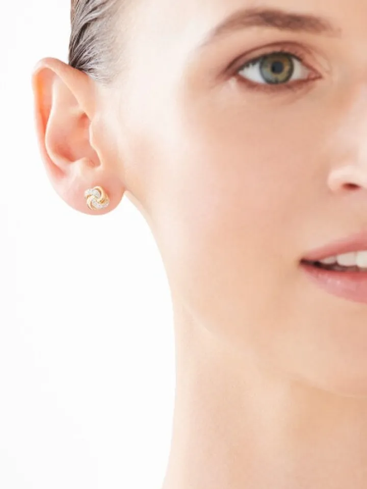 Kolczyki z żółtego złota z diamentami - 0,06 ct - próba 585