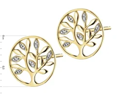 Kolczyki z żółtego złota z diamentami i agatami - łapacze snów - próba 375