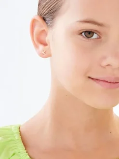 Kolczyki z żółtego złota z diamentami - gwiazdy - 0,01 ct - próba 585