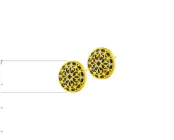 Kolczyki z żółtego złota z diamentami i onyksami - rozety - próba 585