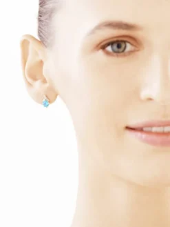 Kolczyki z żółtego złota z diamentami i topazami - próba 375