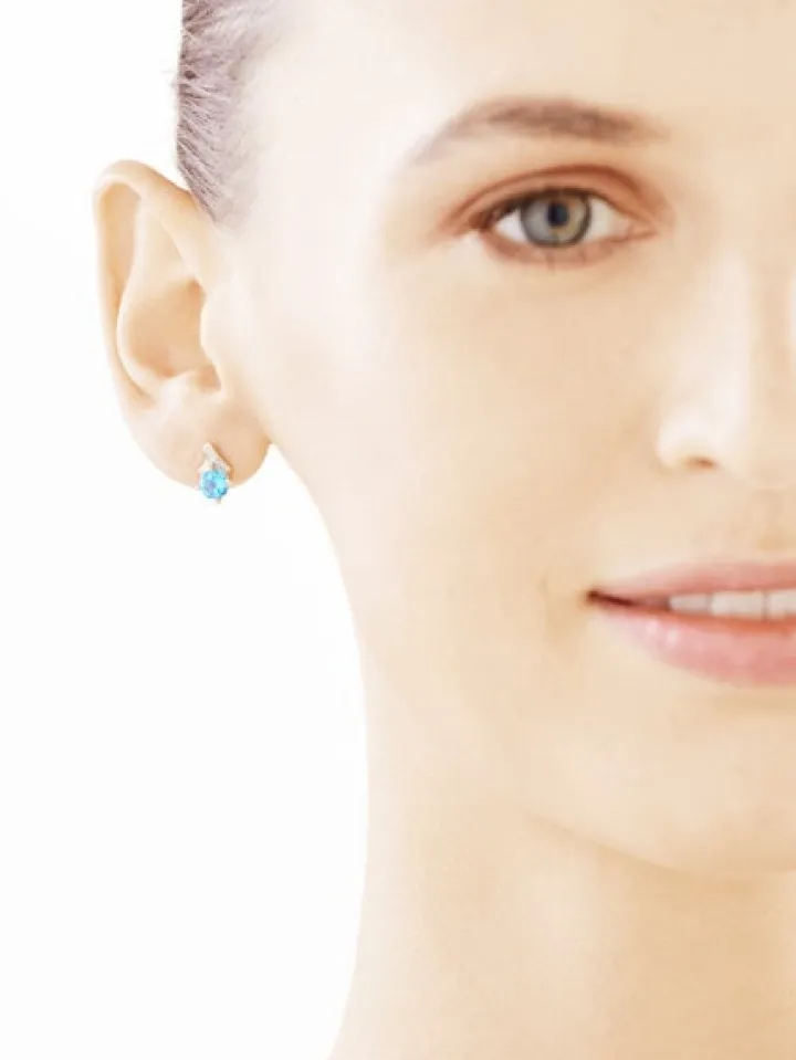 Kolczyki z żółtego złota z diamentami i topazami - próba 375