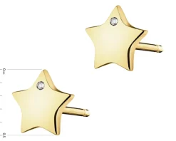Kolczyki z żółtego złota z diamentami - gwiazdy - 0,004 ct - próba 585