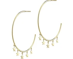 Kolczyki z żółtego złota z diamentami - koła, gwiazdy - 0,006 ct - próba 375