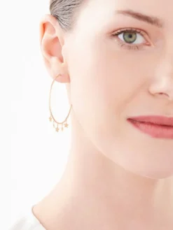 Kolczyki z żółtego złota z diamentami - koła, gwiazdy - 0,006 ct - próba 375